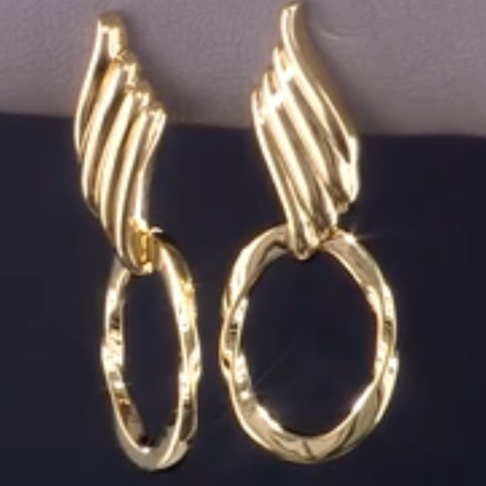 Christian‎ James by Scott Grimes 18K Clad Oval Doorknocker Ripple Earrings